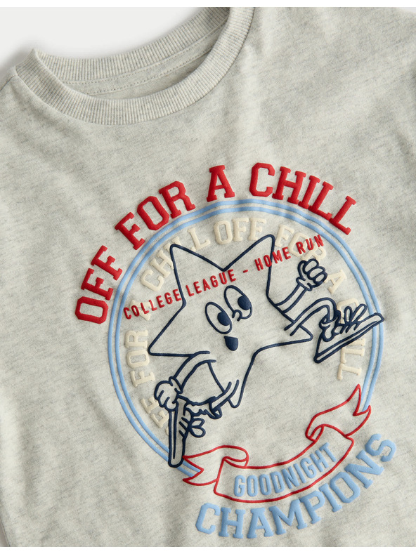 Marks & Spencer Kockované pyžamo z čistej bavlny s grafikou hviezdy (12 mesiacov – 8 rokov) Marks & Spencer sivá