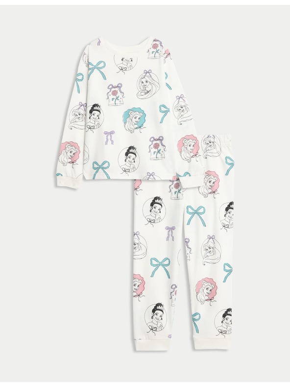 Marks & Spencer Pyžamo z čistej bavlny Disney Princess™ (2-8 rokov) Marks & Spencer smotanová