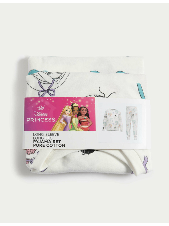 Marks & Spencer Pyžamo z čistej bavlny Disney Princess™ (2-8 rokov) Marks & Spencer smotanová