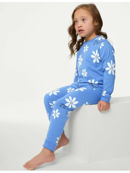 Marks & Spencer Kvetované pyžamo z čistej bavlny (1–8 rokov) Marks & Spencer modrá