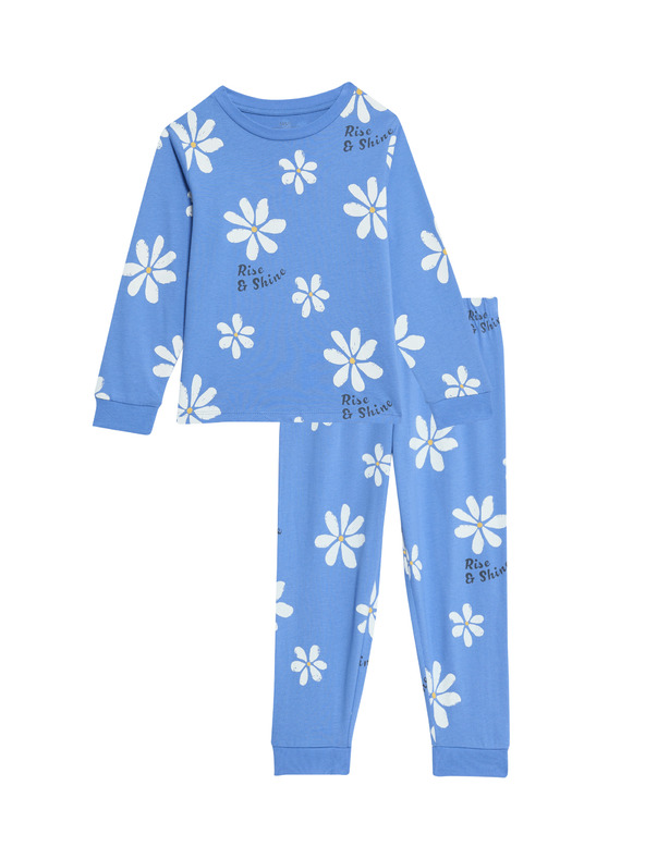 Marks & Spencer Kvetované pyžamo z čistej bavlny (1–8 rokov) Marks & Spencer modrá