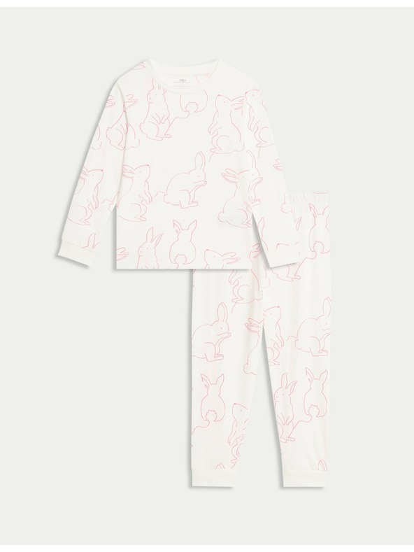 Marks & Spencer Pyžamo z čistej bavlny s motívom zajačika (1–8 rokov) Marks & Spencer ružová