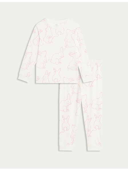 Marks & Spencer Pyžamo z čistej bavlny s motívom zajačika (1–8 rokov) Marks & Spencer ružová
