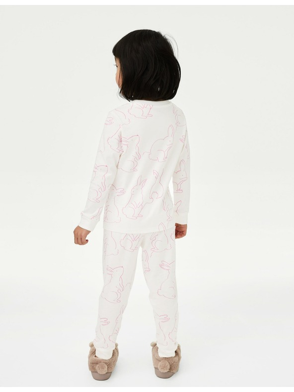 Marks & Spencer Pyžamo z čistej bavlny s motívom zajačika (1–8 rokov) Marks & Spencer ružová