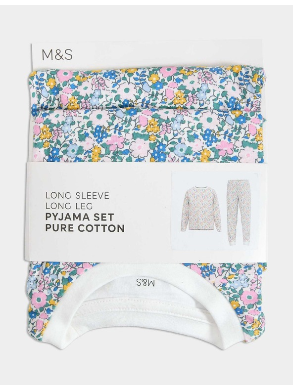 Marks & Spencer Pyžamo z čistej bavlny s kvetinovým vzorom (12 mesiacov - 16 rokov) Marks & Spencer smotanová