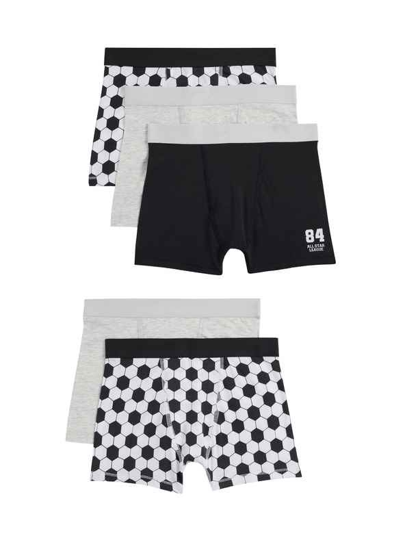 Marks & Spencer Trenírky s futbalovým motívom a vysokým podielom bavlny (5–16 rokov), 5 ks Marks & Spencer viacfarebná