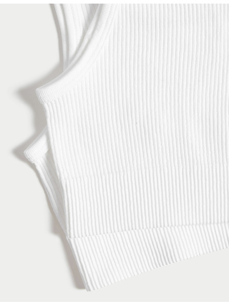 Marks & Spencer Bezšvové skrátené topy s rebrovaním a okrúhlym výstrihom (6–16 rokov), 2 ks Marks & Spencer biela