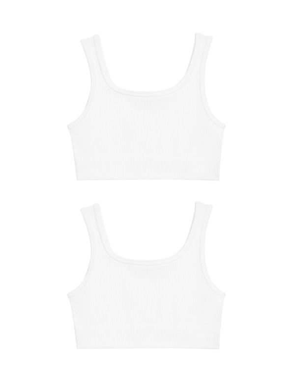 Marks & Spencer Bezšvové skrátené topy s rebrovaním a okrúhlym výstrihom (6–16 rokov), 2 ks Marks & Spencer biela