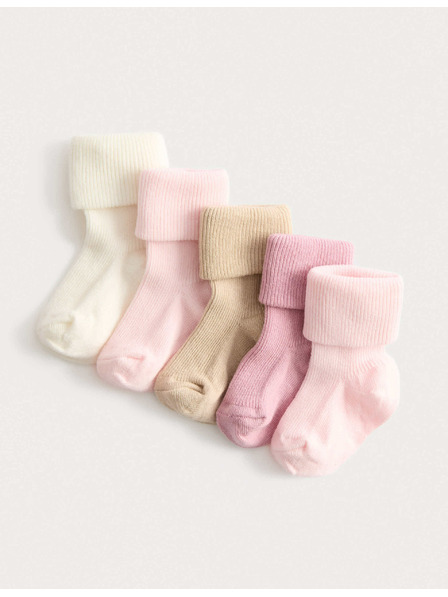 Marks & Spencer Rebrované detské ponožky s vysokým podielom bavlny (0–2 roky), 5 párov v balení Marks & Spencer viacfarebná