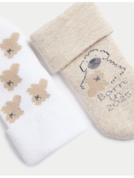Marks & Spencer Balenie 4 párov vzorkovaných detských ponožiek s vysokým podielom bavlny (0–3 roky) Marks & Spencer biela