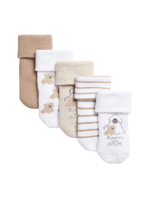 Marks & Spencer Balenie 4 párov vzorkovaných detských ponožiek s vysokým podielom bavlny (0–3 roky) Marks & Spencer biela