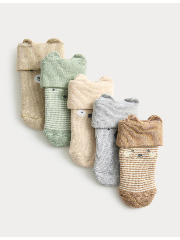 Marks & Spencer 5 párov ponožiek s tvárami a vysokým podielom bavlny Marks & Spencer viacfarebná