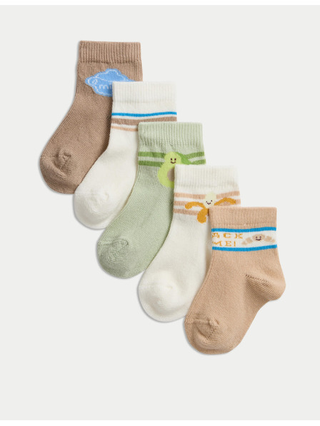 Marks & Spencer Detské ponožky Breakfast s vysokým podielom bavlny (0–3 roky), 5 párov v balení Marks & Spencer viacfarebná