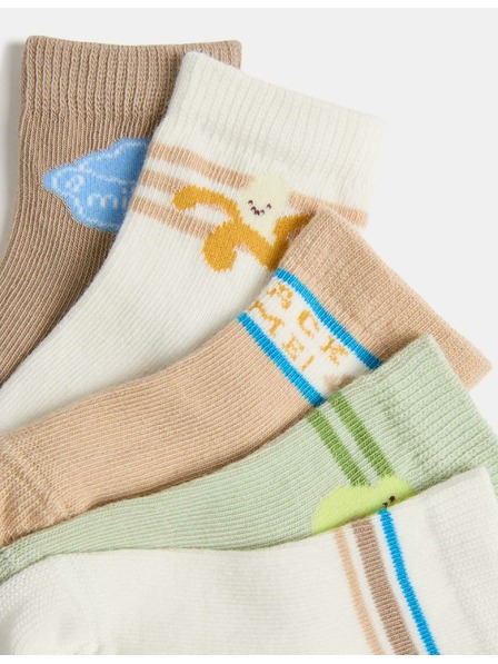 Marks & Spencer Detské ponožky Breakfast s vysokým podielom bavlny (0–3 roky), 5 párov v balení Marks & Spencer viacfarebná