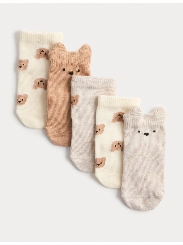 Marks & Spencer Balenie 5 párov detských ponožiek Spencer Bear s vysokým podielom bavlny (0–3 roky) Marks & Spencer viacfarebná