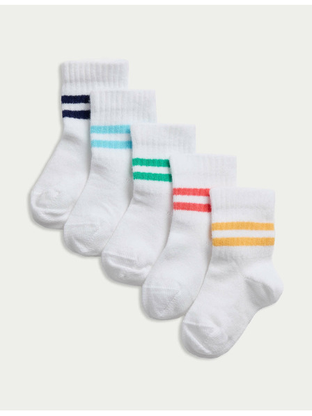 Marks & Spencer Detské ponožky s vysokým podielom bavlny (0–3 roky), 5 párov v balení Marks & Spencer biela