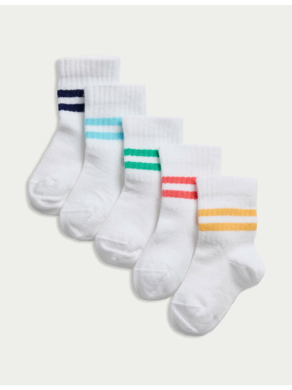 Marks & Spencer Detské ponožky s vysokým podielom bavlny (0–3 roky), 5 párov v balení Marks & Spencer biela