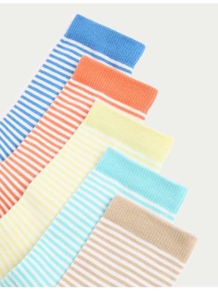 Marks & Spencer Pruhované ponožky s vysokým podielom bavlny, sada 5 párov (6 malé – 7 veľké) Marks & Spencer viacfarebná