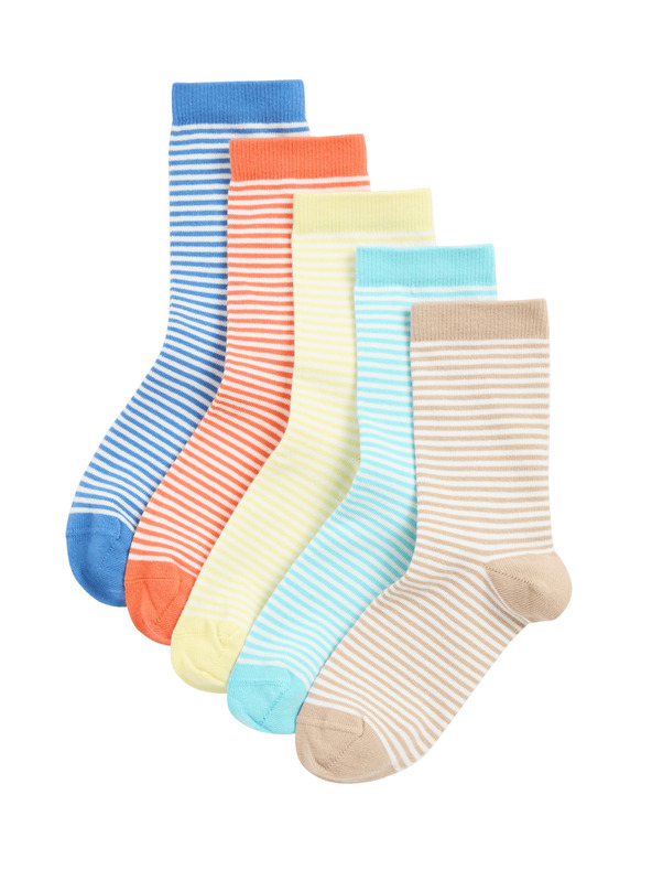 Marks & Spencer Pruhované ponožky s vysokým podielom bavlny, sada 5 párov (6 malé – 7 veľké) Marks & Spencer viacfarebná