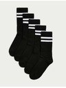 Marks & Spencer Pruhované športové ponožky s vysokým podielom bavlny, 5 párov Marks & Spencer čierna