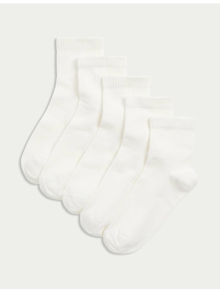 Marks & Spencer Športové ponožky s vysokým podielom bavlny, sada 5 párov (6 malé – 7 veľké) Marks & Spencer biela
