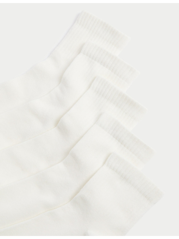 Marks & Spencer Športové ponožky s vysokým podielom bavlny, sada 5 párov (6 malé – 7 veľké) Marks & Spencer biela
