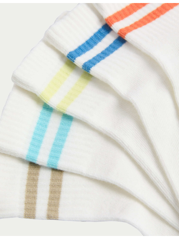 Marks & Spencer Bavlnené herné ponožky, 5 párov Marks & Spencer biela