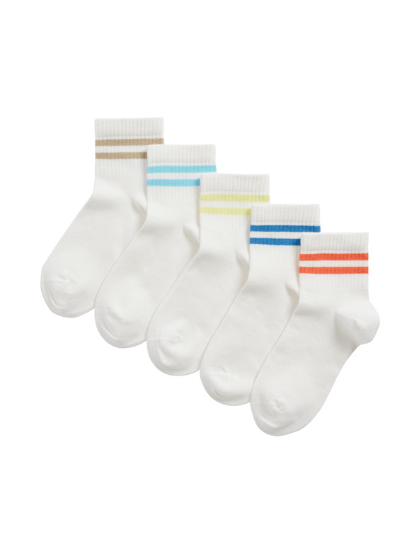 Marks & Spencer Bavlnené herné ponožky, 5 párov Marks & Spencer biela
