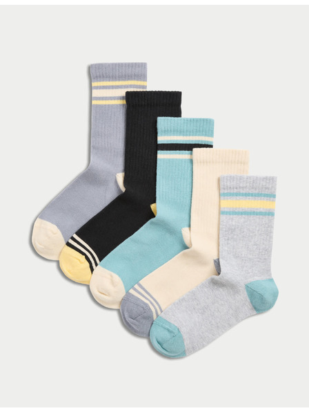Marks & Spencer Športové ponožky Calm Surf s vysokým podielom bavlny, sada 5 párov (6 malé – 7 veľké) Marks & Spencer viacfarebná
