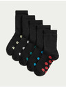 Marks & Spencer Školské ponožky s vysokým podielom bavlny a smajlíkmi, 5 párov Marks & Spencer čierna