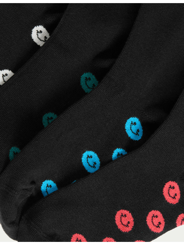 Marks & Spencer Školské ponožky s vysokým podielom bavlny a smajlíkmi, 5 párov Marks & Spencer čierna