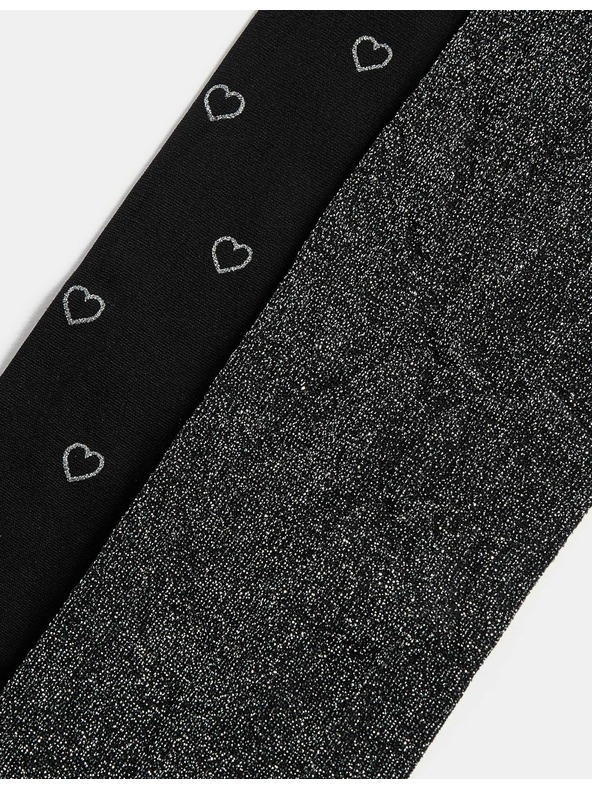 Marks & Spencer Čierne trblietavé pančuchové nohavice, 2 ks v balení (2–14 rokov) Marks & Spencer čierna