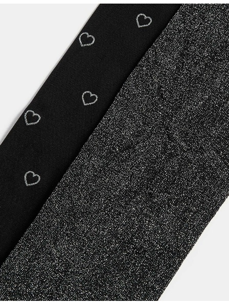 Marks & Spencer Čierne trblietavé pančuchové nohavice, 2 ks v balení (2–14 rokov) Marks & Spencer čierna