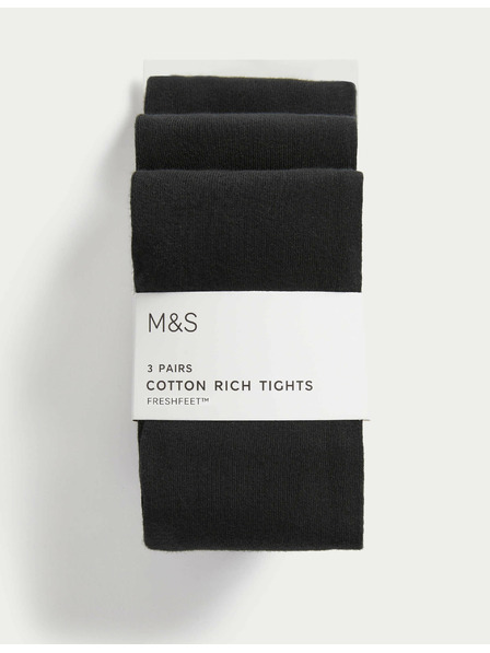 Marks & Spencer 3 páry školských pančúch (2–16 rokov) Marks & Spencer čierna