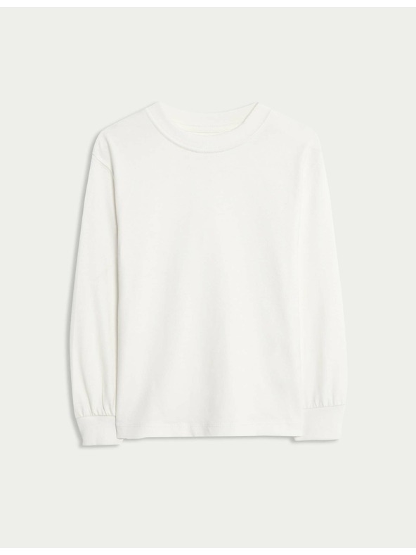 Marks & Spencer Tričko z čistej bavlny s dlhým rukávom, (2–8 rokov) Marks & Spencer biela