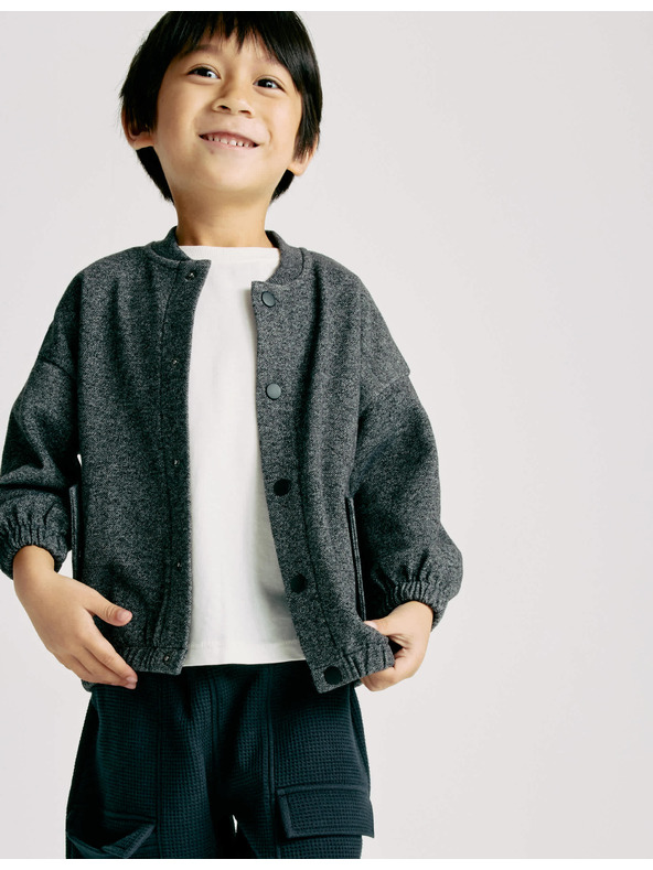 Marks & Spencer Žerzejová bunda bomber zo zmesi bavlny (2–8 rokov) Marks & Spencer šedá