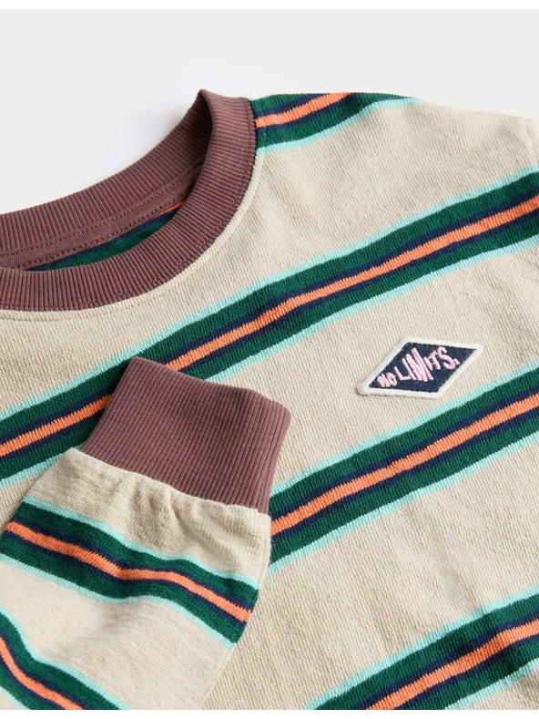 Marks & Spencer Pruhovaný top z čistej bavlny s textúrou a dlhým rukávom (2-8 rokov) Marks & Spencer hnedá