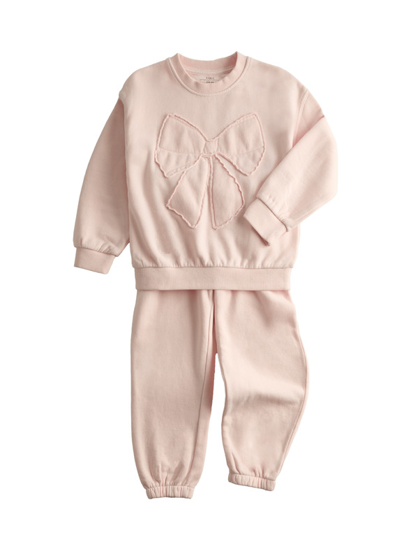 Marks & Spencer Dvojdielny outfit mikiny s potlačou mašličiek, s vysokým podielom bavlny (2–8 rokov) Marks & Spencer ružová