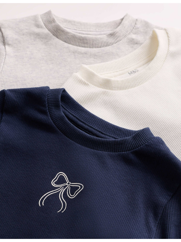 Marks & Spencer Rebrovaný top s vysokým podielom bavlny (2–8 rokov) Marks & Spencer námorícka modrá