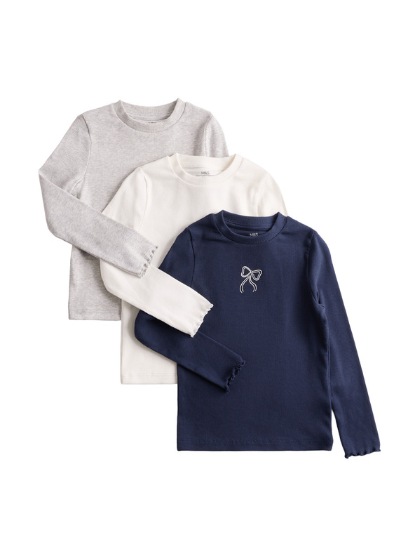 Marks & Spencer Rebrovaný top s vysokým podielom bavlny (2–8 rokov) Marks & Spencer námorícka modrá