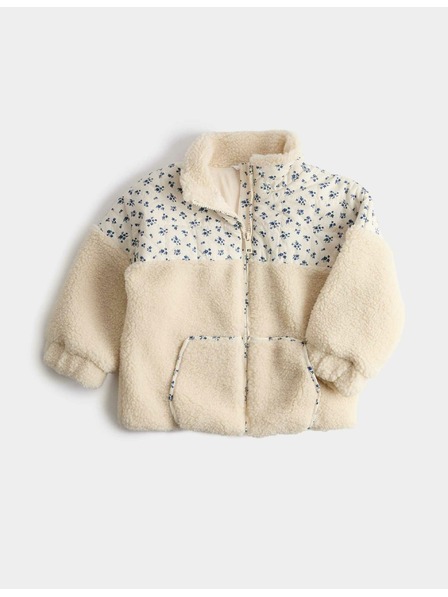 Marks & Spencer Kvetinová bunda s umelou kožušinou s motívom patchworku (12 mesiacov – 8 rokov) Marks & Spencer smotanová