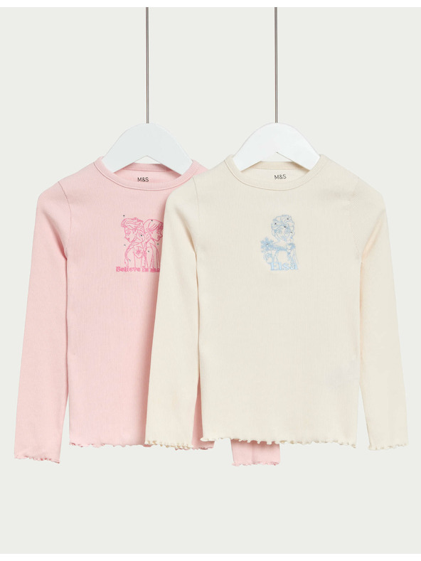 Marks & Spencer Sada 2 ks topov s vysokým obsahom bavlny s motívom Disney Ľadové kráľovstvo™ (2–8 rokov) Marks & Spencer modrá