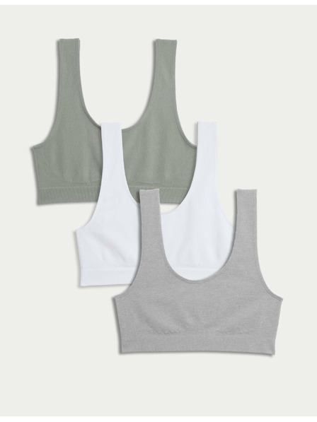 Marks & Spencer Bezšvové skrátené topy bez kostíc, sada 3 ks Marks & Spencer zelená