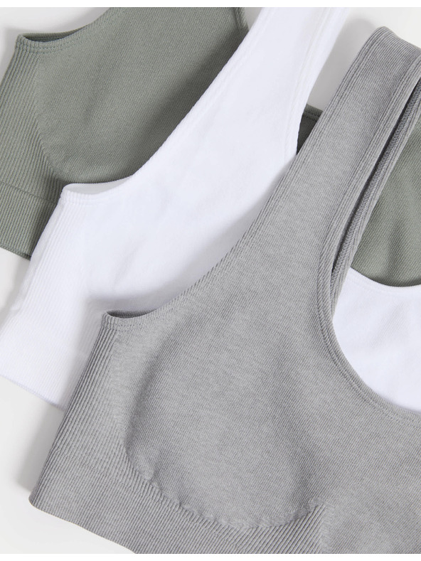 Marks & Spencer Bezšvové skrátené topy bez kostíc, sada 3 ks Marks & Spencer zelená