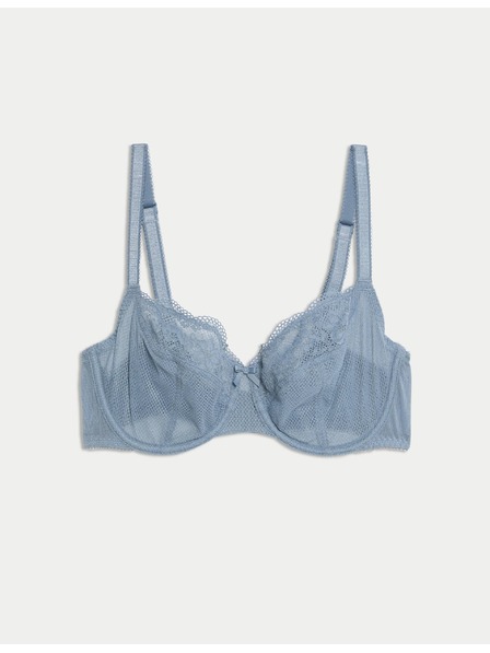 Marks & Spencer Balkónová podprsenka Jasmine s kosticami a čipkou, veľ. A–E Marks & Spencer modrá