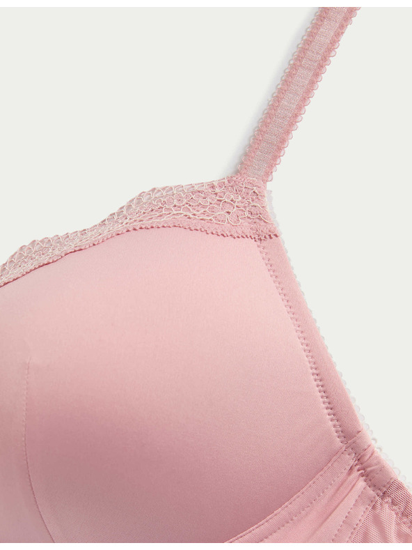 Marks & Spencer Čipkovaná podprsenka Jasmine, plný košíček, bez kostíc (A–E) Marks & Spencer ružová