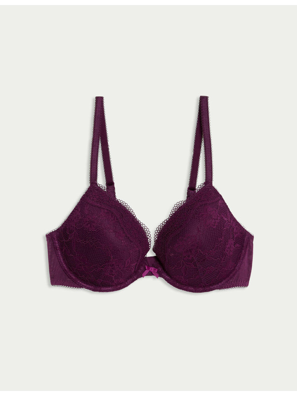 Marks & Spencer Dekoltová podprsenka s kostícami a čipkou, veľ. A–E Marks & Spencer ružová