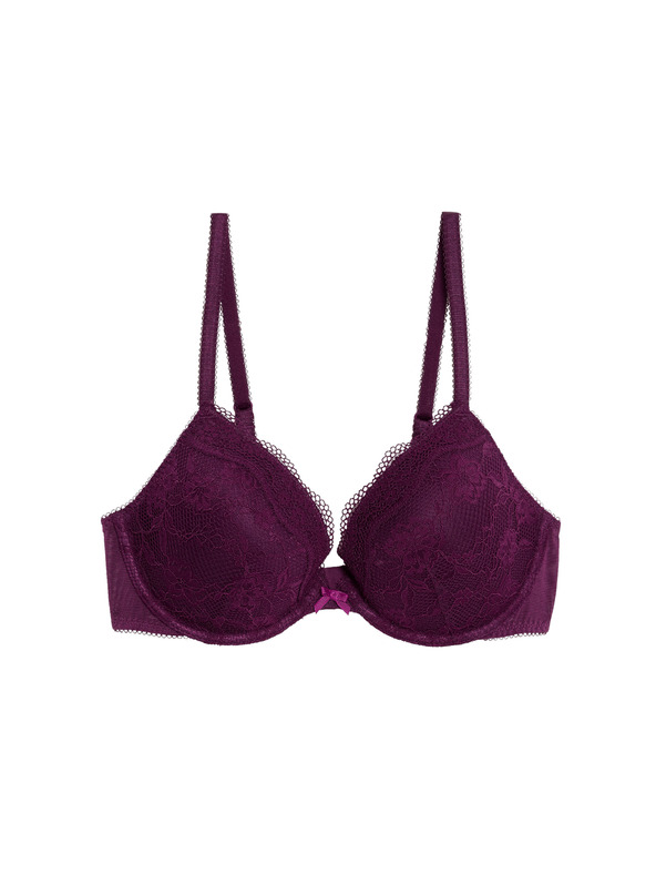 Marks & Spencer Dekoltová podprsenka s kostícami a čipkou, veľ. A–E Marks & Spencer ružová