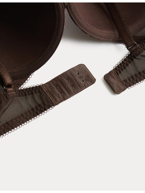 Marks & Spencer Dekoltová podprsenka s kostícami a čipkou a potlačou Marks & Spencer hnedá