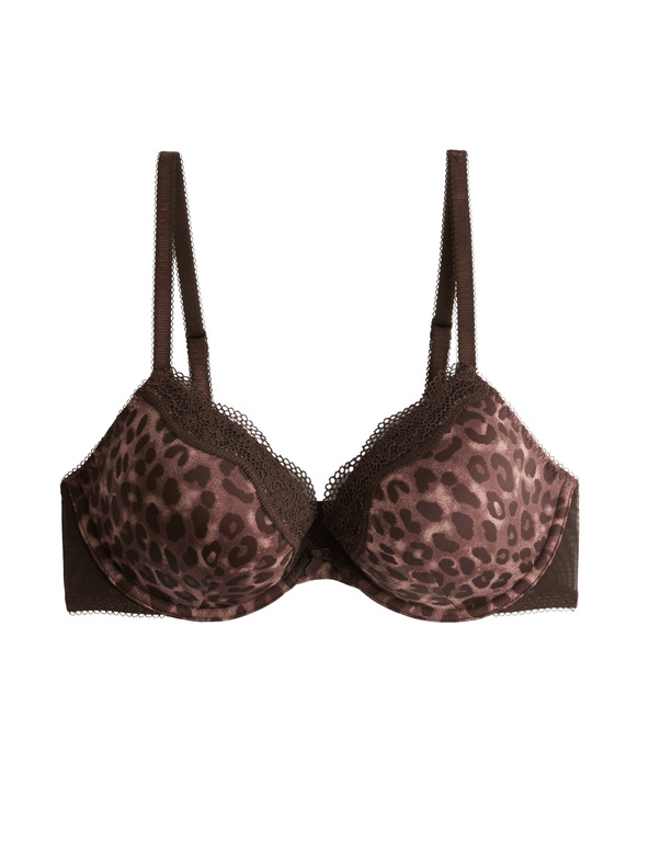 Marks & Spencer Dekoltová podprsenka s kostícami a čipkou a potlačou Marks & Spencer hnedá